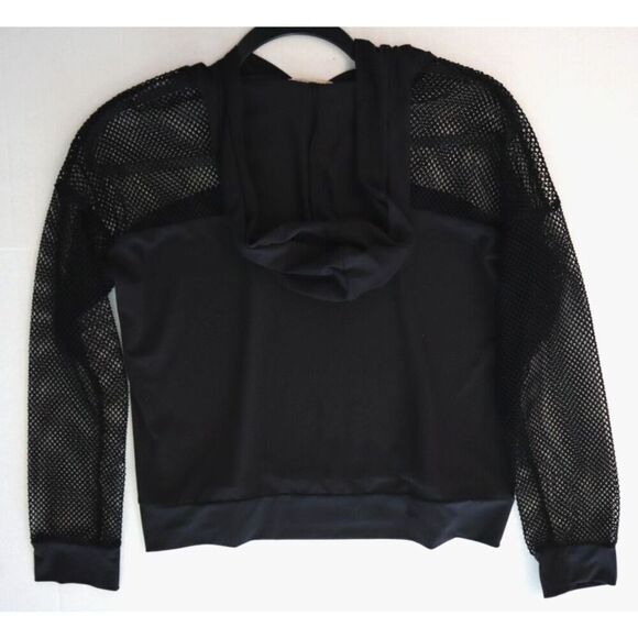 Smoke & Mirrors Women’s Sz Large Black Lightweight L/S Pullover Mesh Hoodie Top - Picture 5 of 5